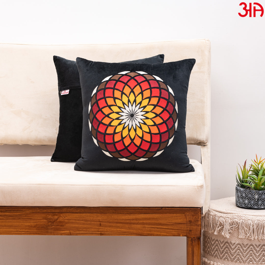 Rangoli Floral Cushion Cover 16x16 Inch