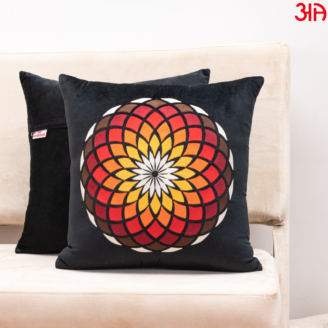 Rangoli Floral Cushion Cover 16x16 Inch
