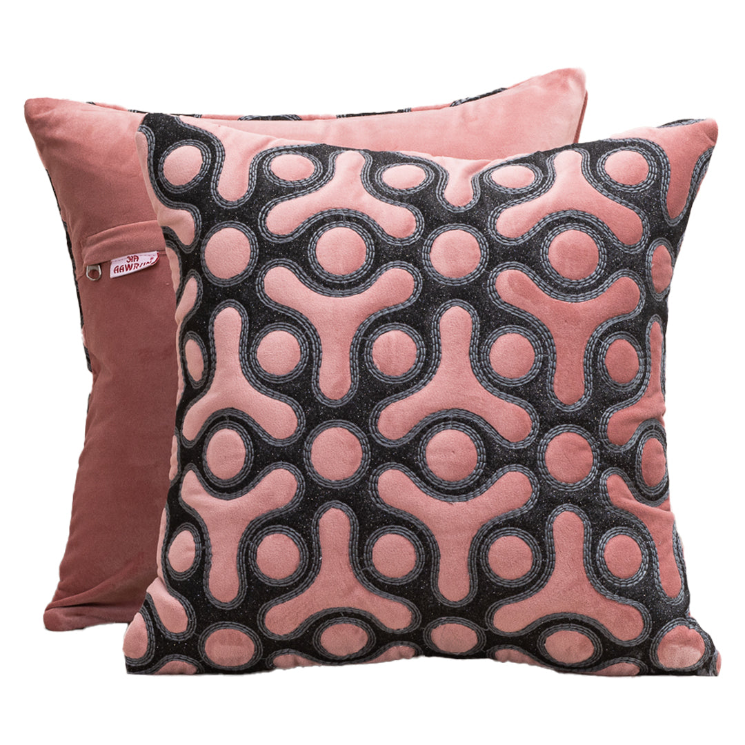 Artis-Stitch Pink Velvet Cushion Cover – 16x16 Inch Stylish Home Décor