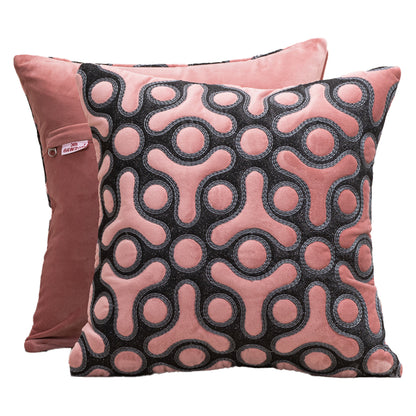 Artis-Stitch Pink Velvet Cushion Cover – 16x16 Inch Stylish Home Décor
