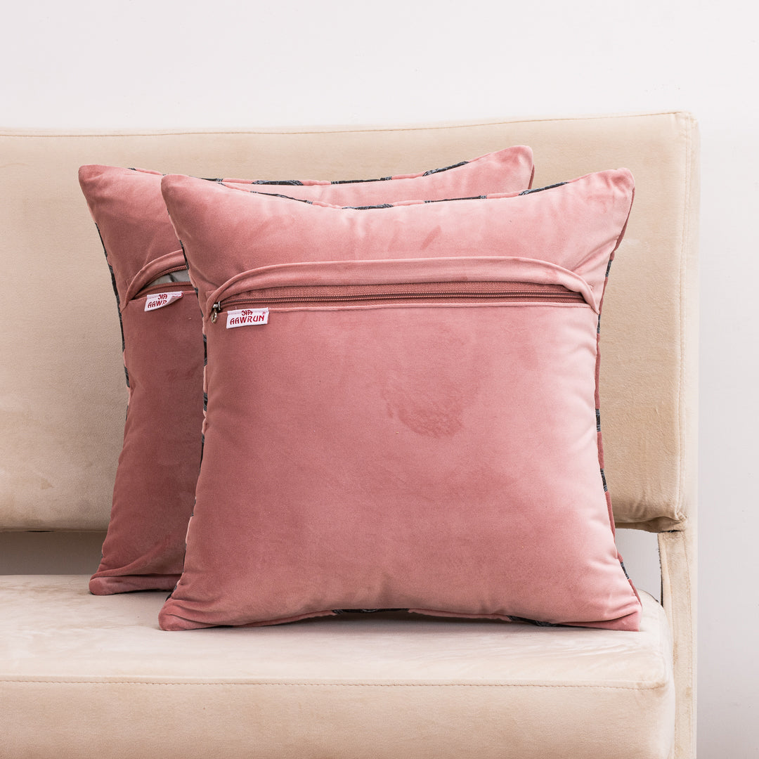 Artis-Stitch Pink Velvet Cushion Cover – 16x16 Inch Stylish Home Décor