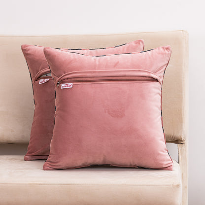 Artis-Stitch Pink Velvet Cushion Cover – 16x16 Inch Stylish Home Décor