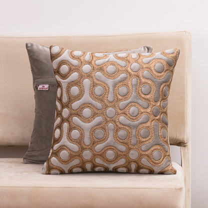 Artis-Stitch Grey Velvet Cushion Cover – 16x16 Inch Stylish Home Décor