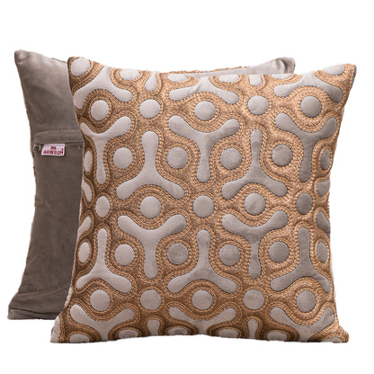 Artis-Stitch Grey Velvet Cushion Cover – 16x16 Inch Stylish Home Décor