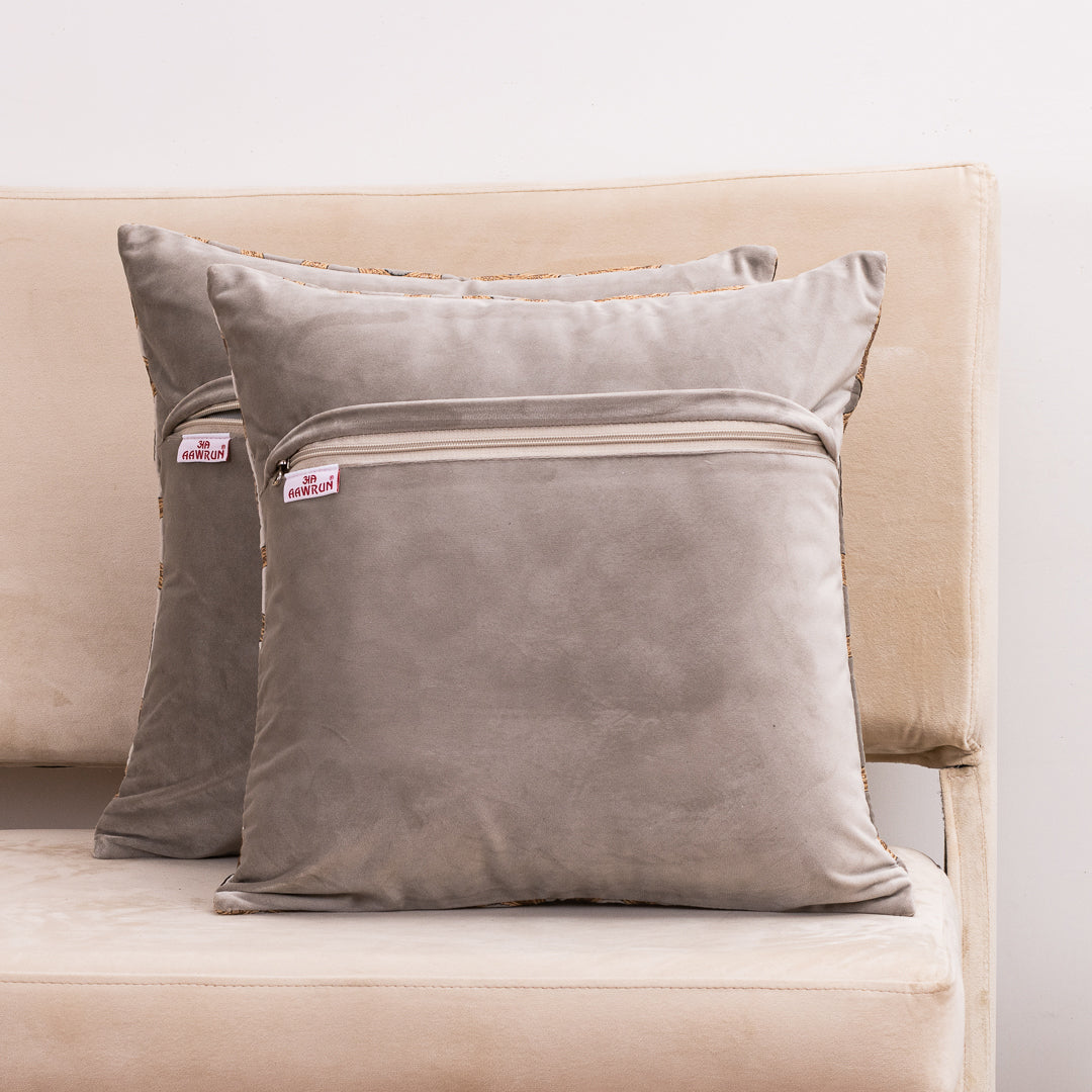 Artis-Stitch Grey Velvet Cushion Cover – 16x16 Inch Stylish Home Décor