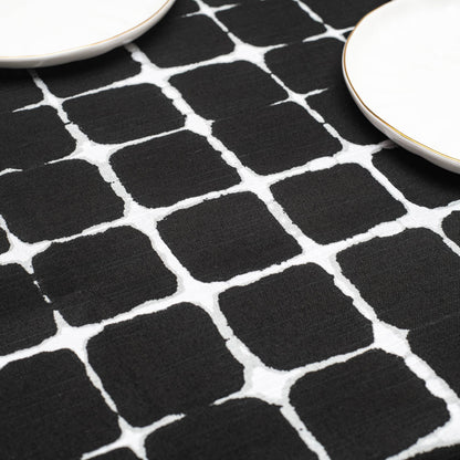 Black &amp; White Geometric Tablecloth