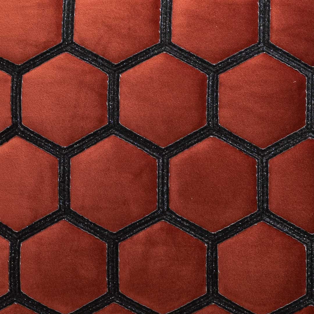 Hexa-Stitch Rust Velvet Cushion Cover – 16x16 Inch Stylish Home Décor