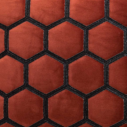 Hexa-Stitch Rust Velvet Cushion Cover – 16x16 Inch Stylish Home Décor