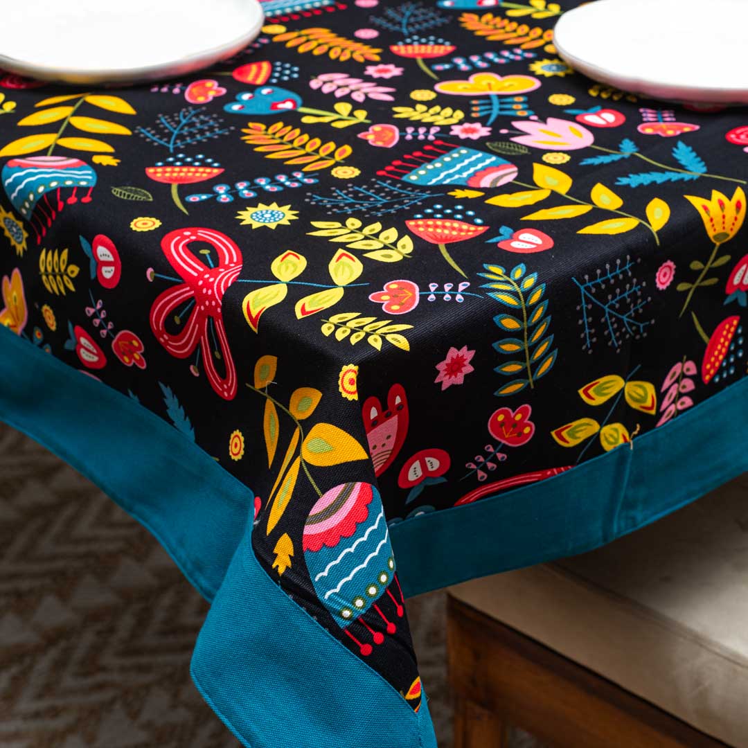 Whimsical Folk Floral Tablecloth