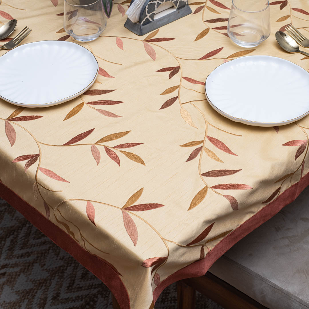 Embroidered Leaf Tablecloth
