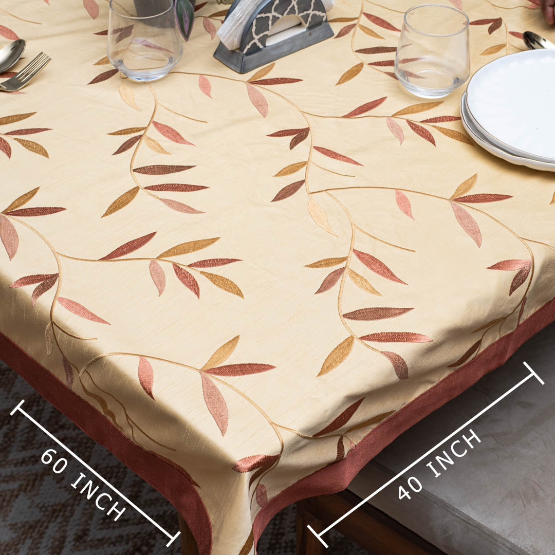 Embroidered Leaf Tablecloth