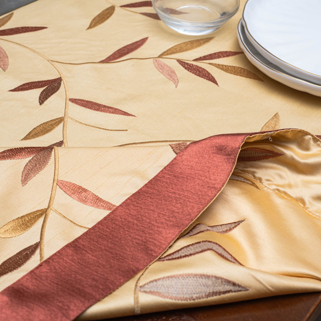 Embroidered Leaf Tablecloth