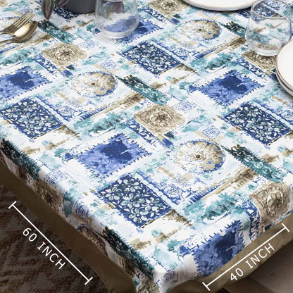 Blue Patchwork Print Tablecloth