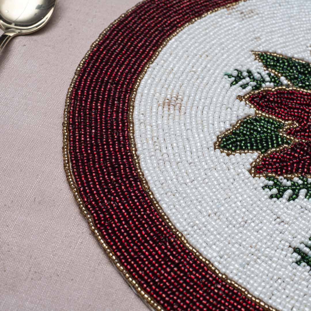 Handcrafted Poinsettia Flower Table Mat