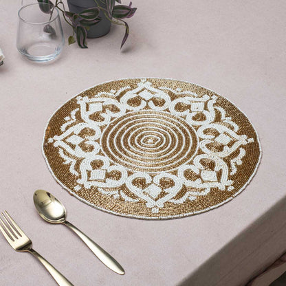 Handcrafted Golden Mosaic Table Mat