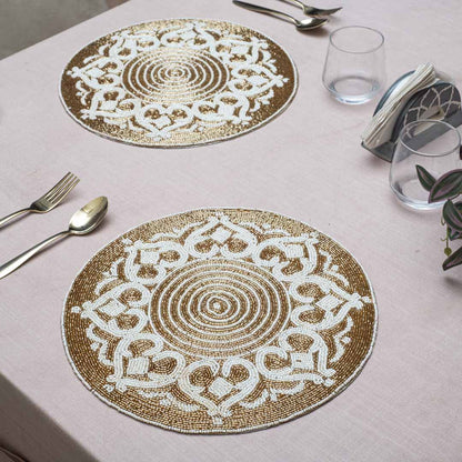 Handcrafted Golden Mosaic Table Mat