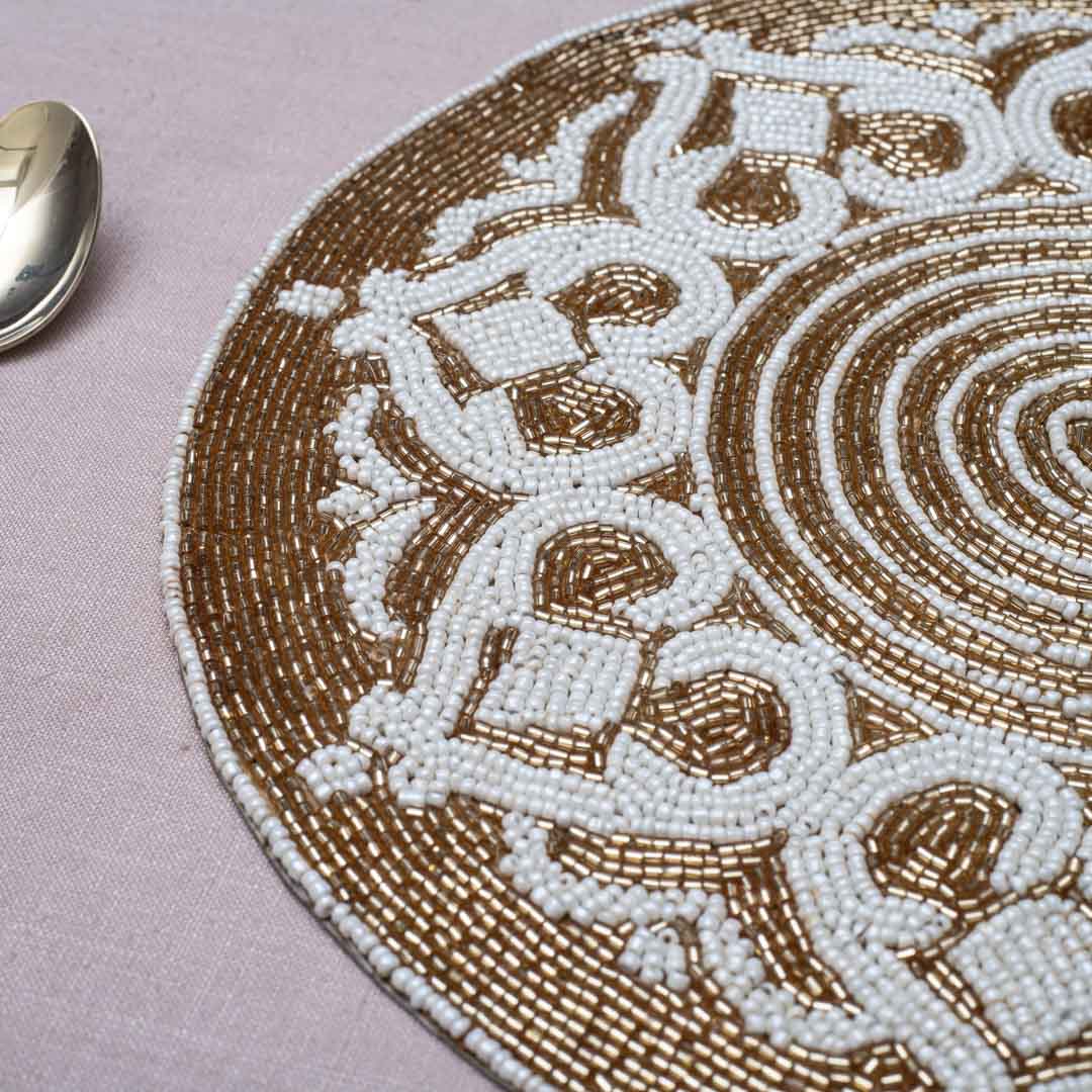 Handcrafted Golden Mosaic Table Mat