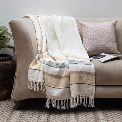 Classic Cabana Stripe Cozy Sofa Throw