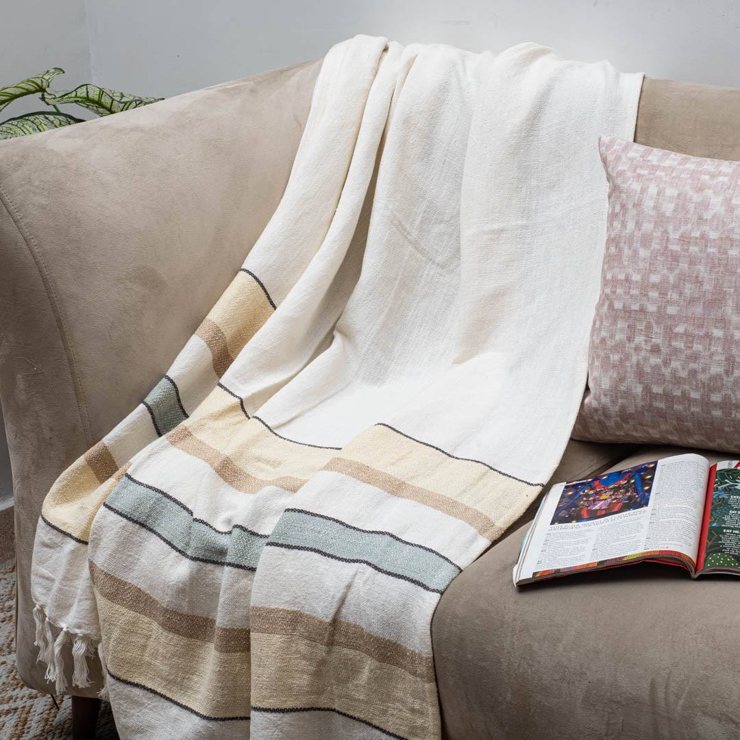 Classic Cabana Stripe Cozy Sofa Throw