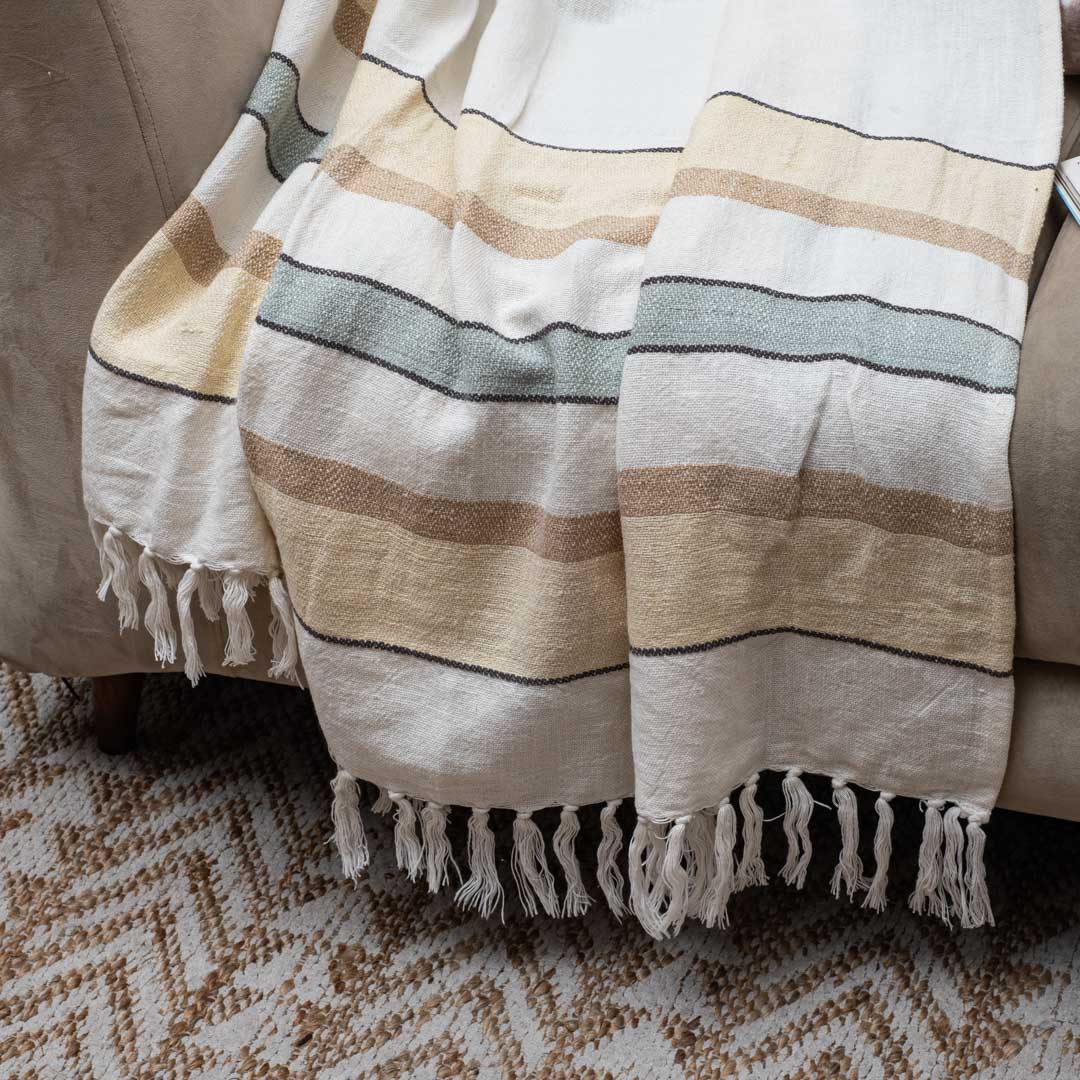 Classic Cabana Stripe Cozy Sofa Throw
