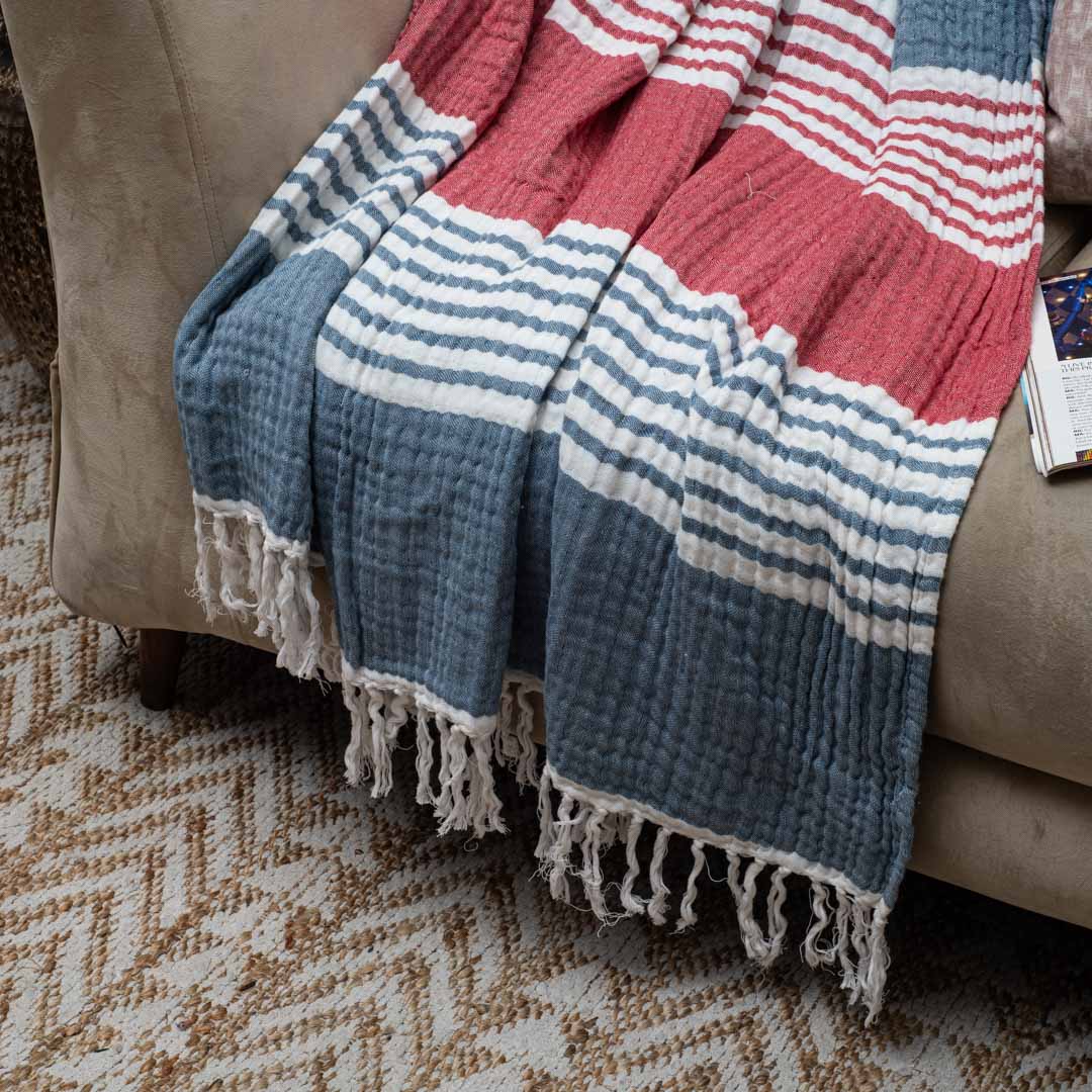 The Mariner Stripe Cozy Sofa Throw
