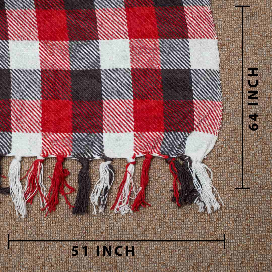 Classic Red Check Cozy Sofa Throw