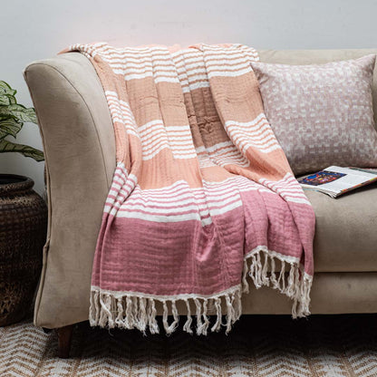 Pastel Stripe Cozy Sofa Throw