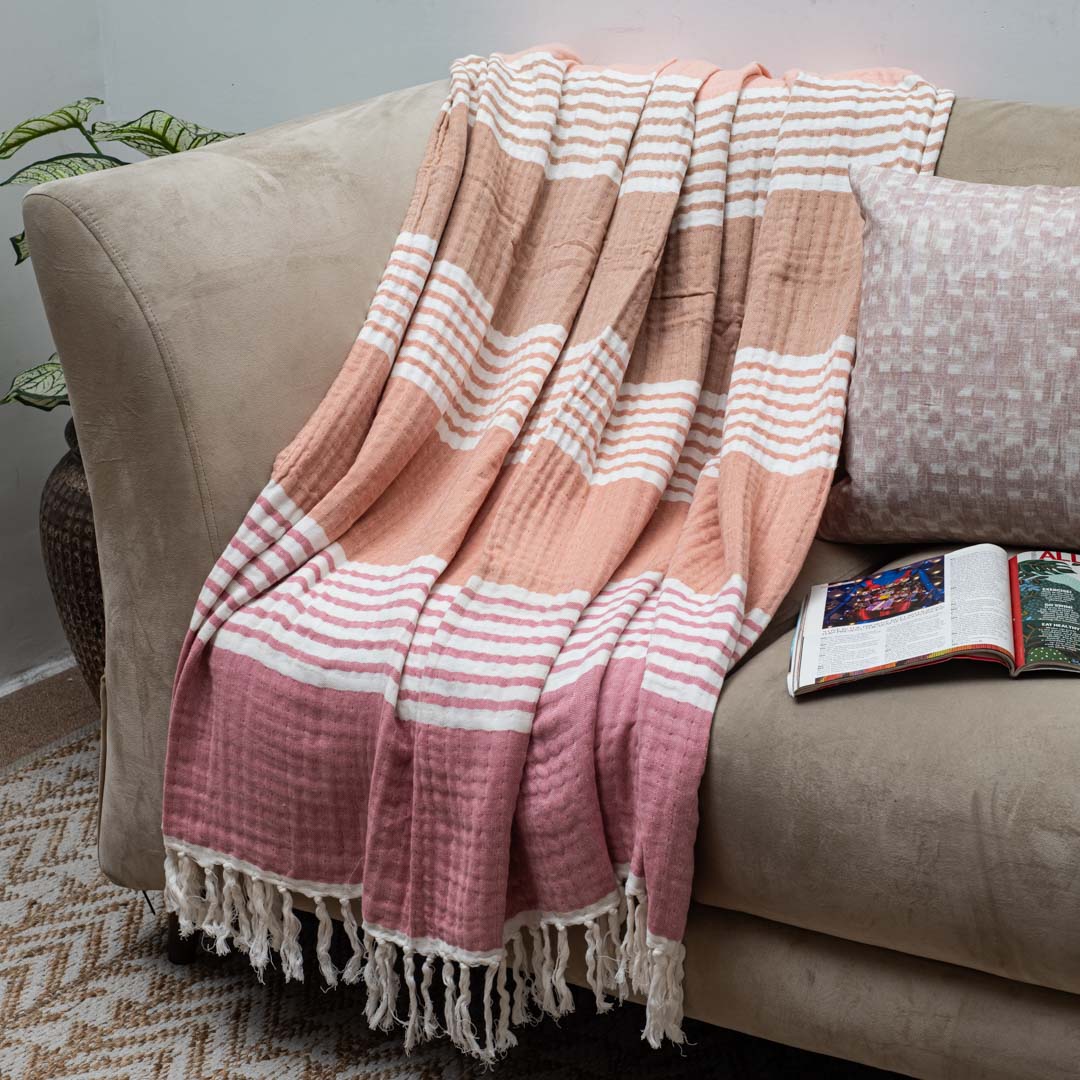 Pastel Stripe Cozy Sofa Throw