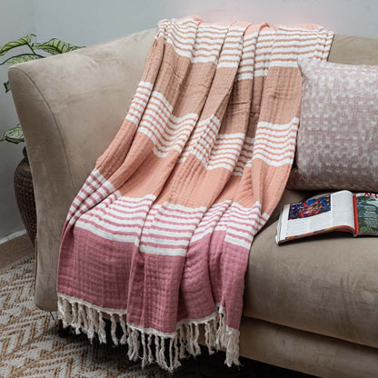 Pastel Stripe Cozy Sofa Throw
