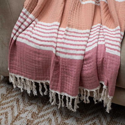 Pastel Stripe Cozy Sofa Throw