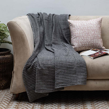 Graphite Grid Cozy Sofa Throw