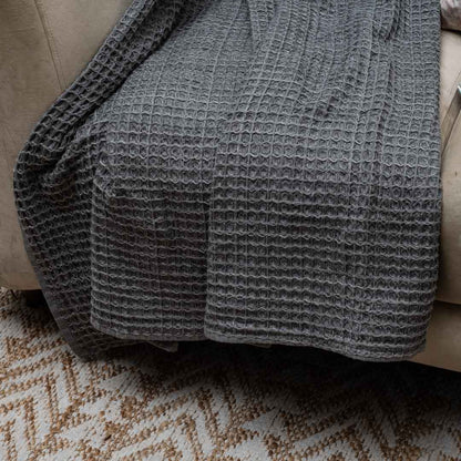 Graphite Grid Cozy Sofa Throw