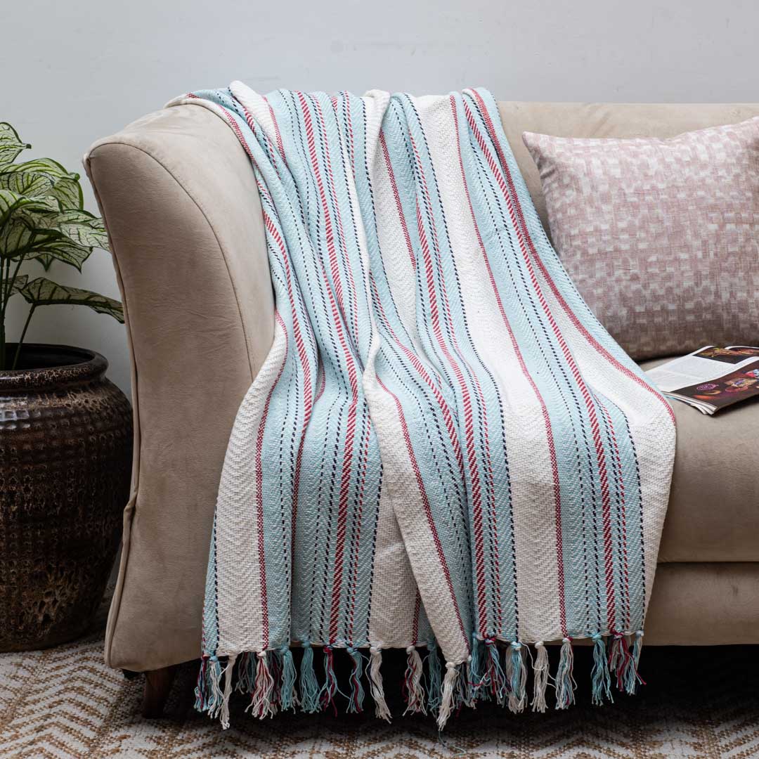 Coastal Stripe Cozy Sofa Throw