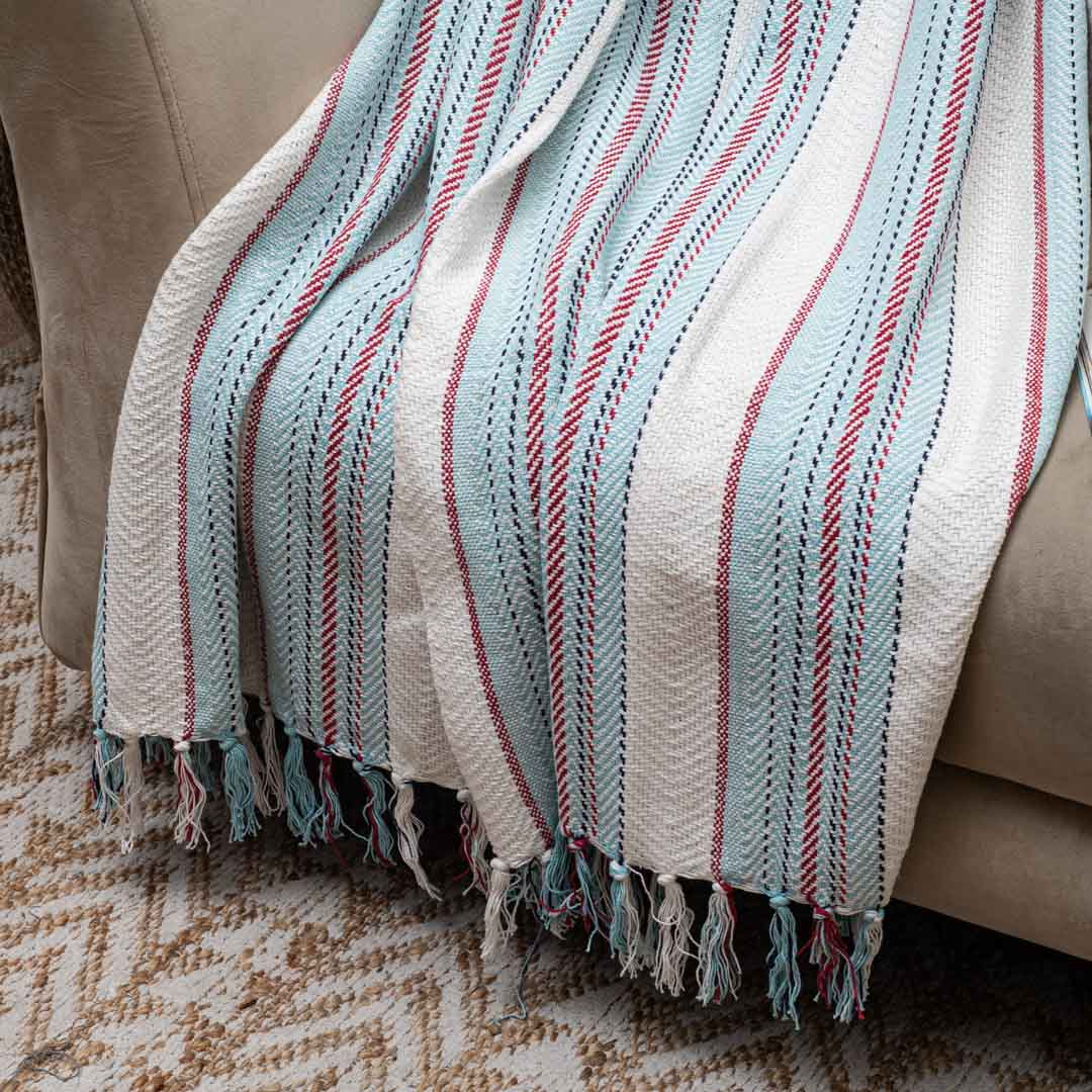 Coastal Stripe Cozy Sofa Throw