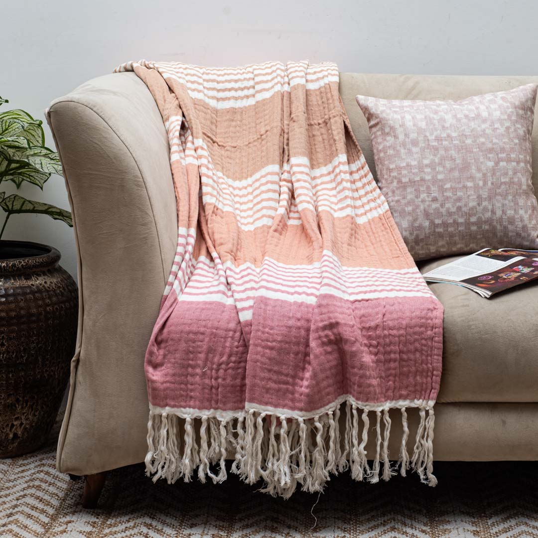 Ombre Stripe Cozy Sofa Throw