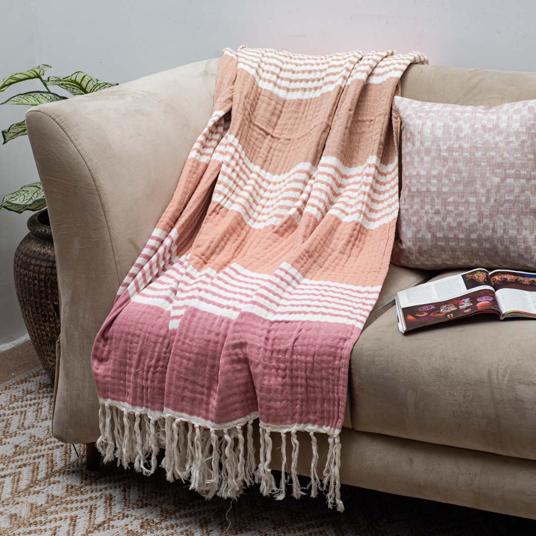Ombre Stripe Cozy Sofa Throw