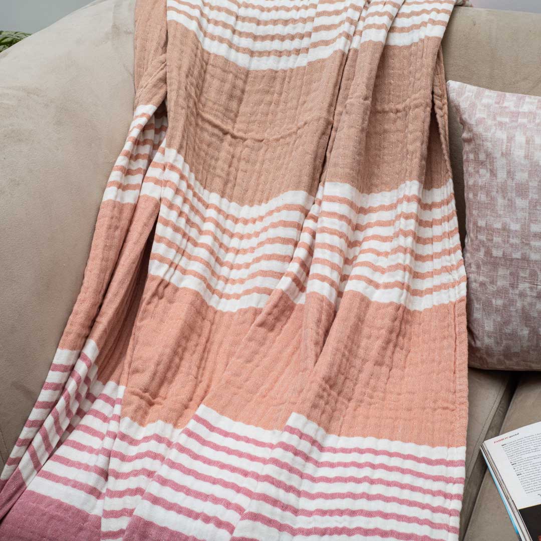 Ombre Stripe Cozy Sofa Throw