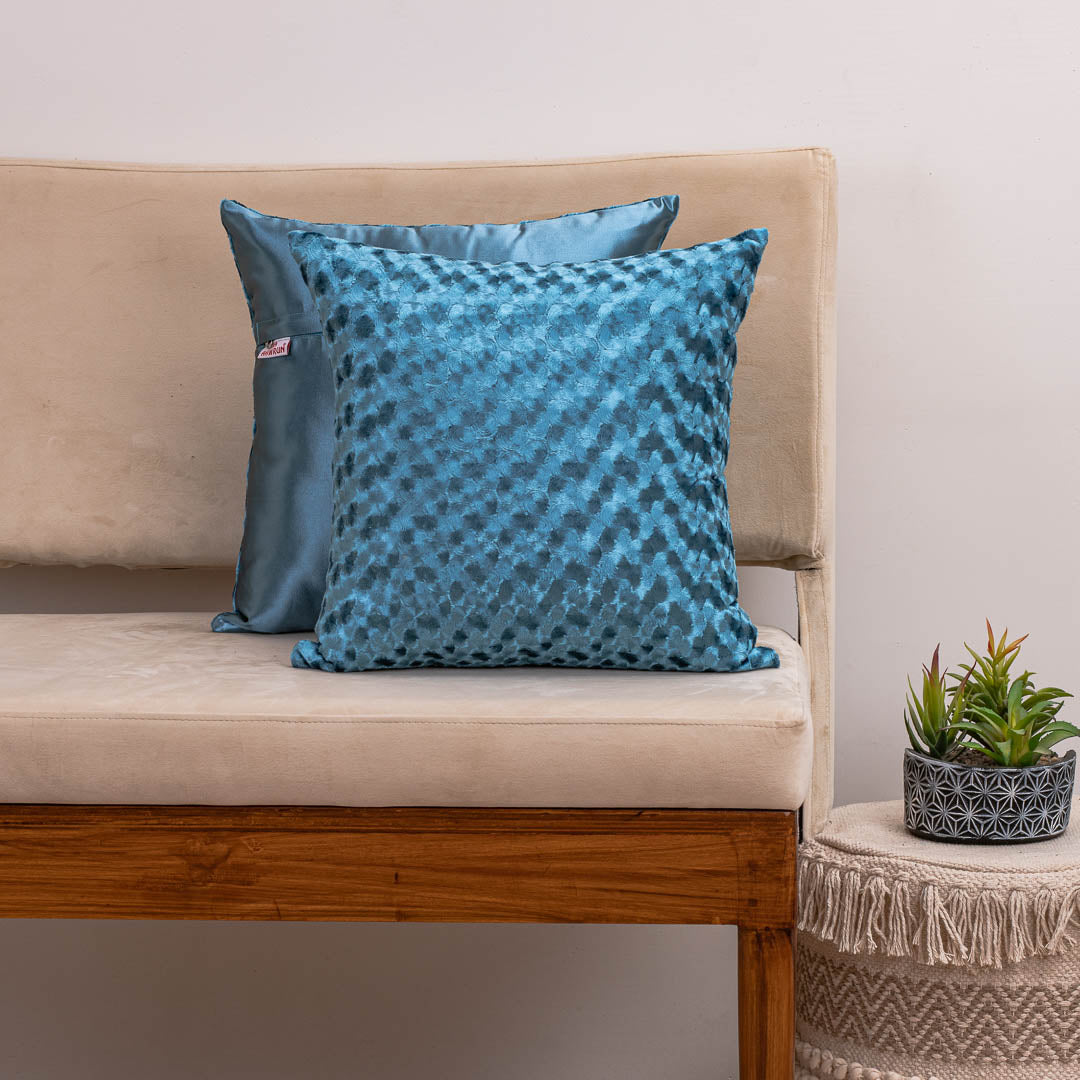RoseFur Dark Blue Velvet Cushion Cover – 16x16 Inch Stylish Home Décor