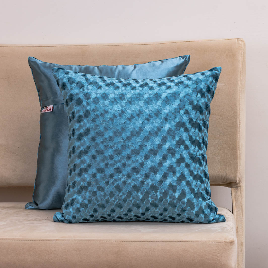 RoseFur Dark Blue Velvet Cushion Cover – 16x16 Inch Stylish Home Décor