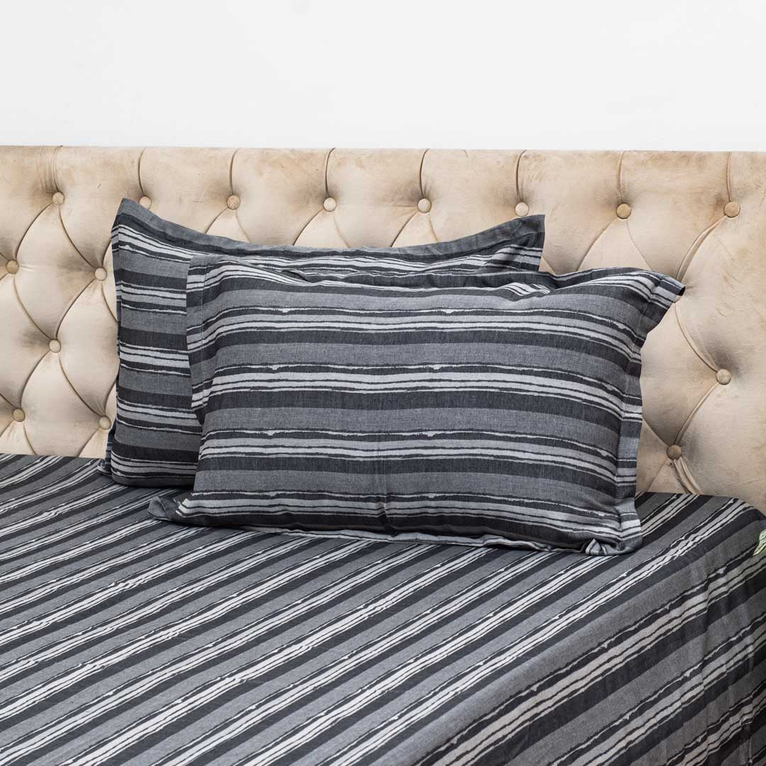 Modern Abstract Stripe Bed Sheet 2pc Pillow Cover 1pc Bed Sheet- D1