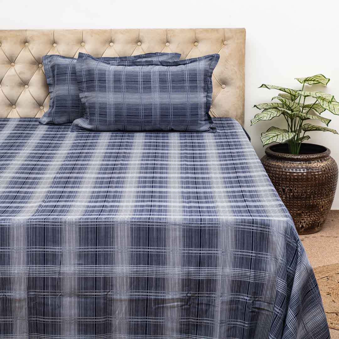 Modern Abstract Stripe Bed Sheet 2pc Pillow Cover 1pc Bed Sheet- D2