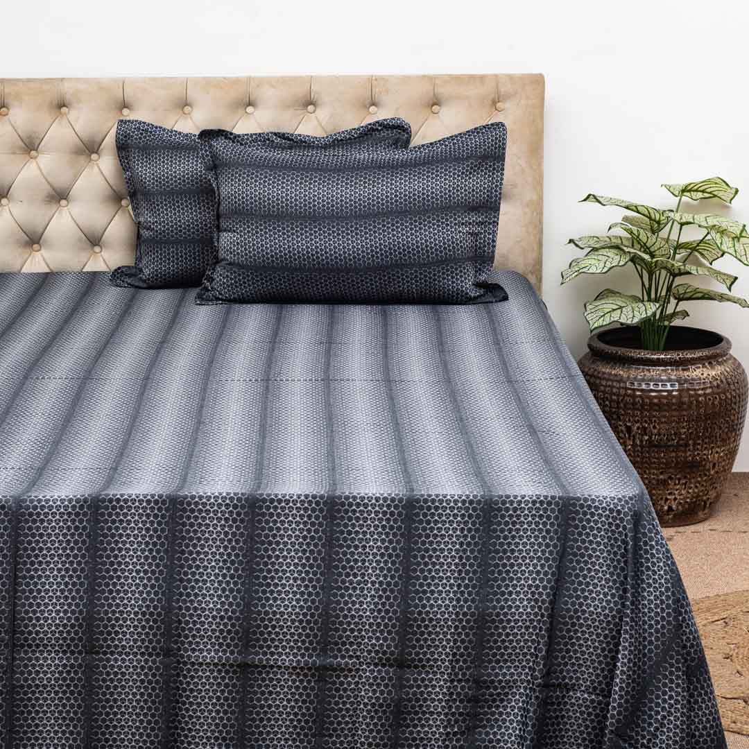 Modern Abstract Stripe Bed Sheet 2pc Pillow Cover 1pc Bed Sheet- D3