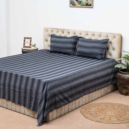 Modern Abstract Stripe Bed Sheet 2pc Pillow Cover 1pc Bed Sheet- D3