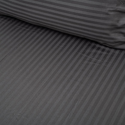 Elegant Dobby Stripe Bed Sheet 2pc Pillow Cover 1pc Bed Sheet- BLACK