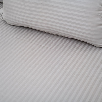 Elegant Dobby Stripe Bed Sheet 2pc Pillow Cover 1pc Bed Sheet- GREY