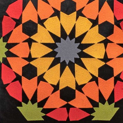 Mandala Bloom Black Velvet Cushion Cover – 16x16 Inch Stylish Home Décor