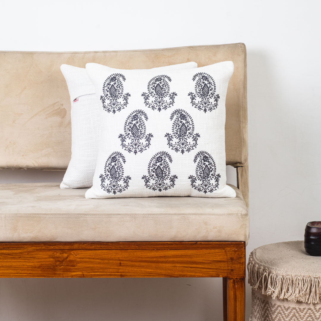 Premium Asian Multi Paisley Embroidery Cushion Cover