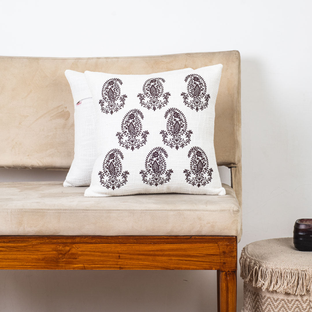 Premium Asian Multi Paisley Embroidery Cushion Cover