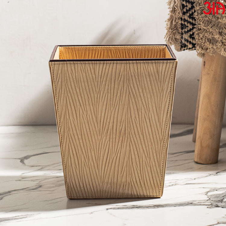 Beige Vegan Leather Dustbin