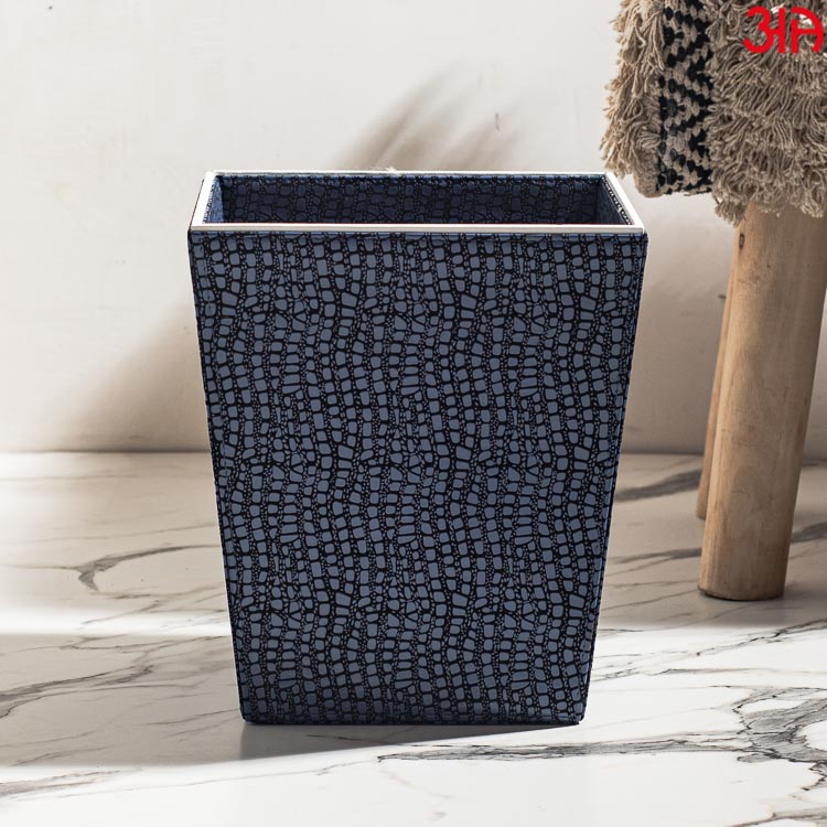 Blue Vegan Leather Dustbin (22x25) CM